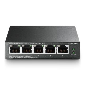 Imagem de SWITCH DE MESA GIGABIT 5 PORTAS TP-LINK 4 PORTAS POE+ TL-SG1005P