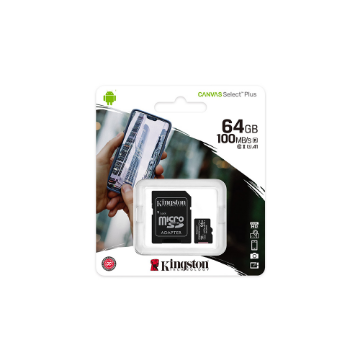 Imagem de CARTAO DE MEMORIA SD KINGSTON CANVAS SELECT PLUS CLASS 10UHS-I 64GB MICRO+ADAPTADOR - SDCS2/64GB