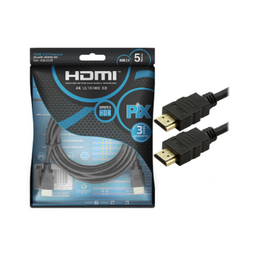 Imagem de CABO HDMI 2.0 19P GOLD 5MTS PRETO PIX- 018-2225