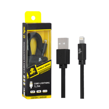 Mostrar detalhes de CABO LIGHTNING PARA USB A 5GB FLAT 1.20M PRETO 5+ - 018-0032 Imagem de CABO LIGHTNING PARA USB A 5GB FLAT 1.20M PRETO 5+ - 018-0032