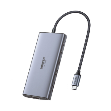 Mostrar detalhes de HUB USB UGREEN COM HDMI/VGA/RJ45 GIGA/2P USB-A 3.0/2P USB-C/USB-C 100W/SD/TF/P2 - CM639 Imagem de HUB USB UGREEN COM HDMI/VGA/RJ45 GIGA/2P USB-A 3.0/2P USB-C/USB-C 100W/SD/TF/P2 - CM639