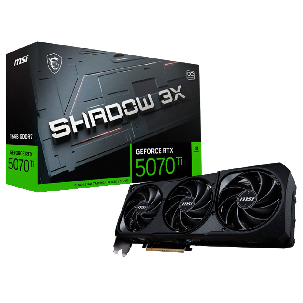 Imagem de PLACA DE VIDEO MSI GEFORCE RTX 5070 TI SHADOW 3X OC 16GB GDDR7 256BITS 912-V531-465