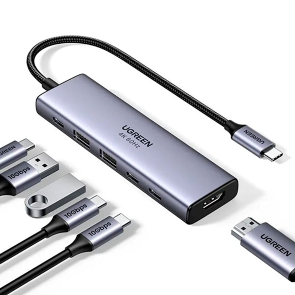 Mostrar detalhes de HUB USB UGREEN 6 EM 1 COM HDMI 4K/2P USB-A E 2P USB-C DE 10GBPS MAIS 1P PD - CM511 Imagem de HUB USB UGREEN 6 EM 1 COM HDMI 4K/2P USB-A E 2P USB-C DE 10GBPS MAIS 1P PD - CM511