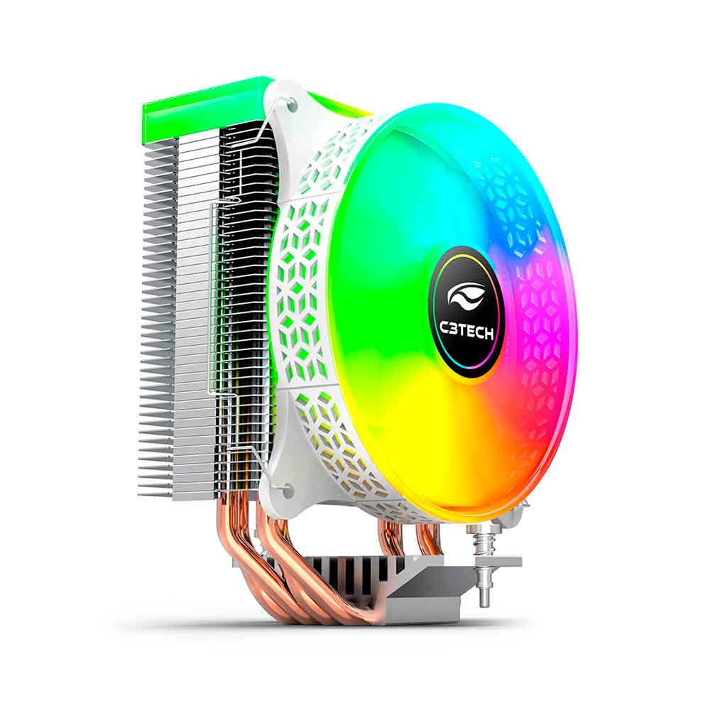 Mostrar detalhes de COOLER PARA PROCESSADOR C3TECH BRANCO RGB 120MM FC-L150RGB Imagem de COOLER PARA PROCESSADOR C3TECH BRANCO RGB 120MM FC-L150RGB