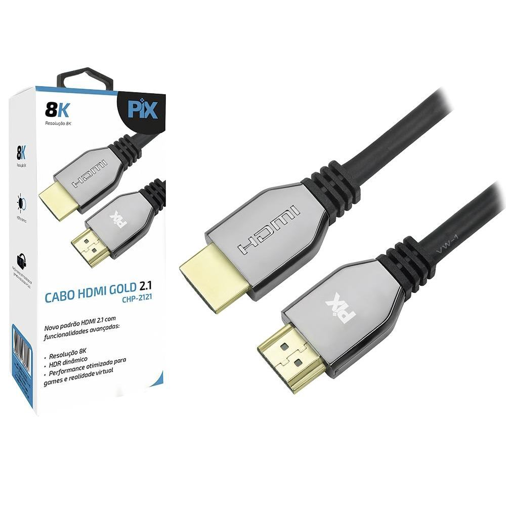 Mostrar detalhes de CABO HDMI 2.1 8K HDR 19P 1.5M PIX - 018-2121 Imagem de CABO HDMI 2.1 8K HDR 19P 1.5M PIX - 018-2121