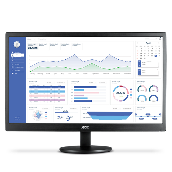 Imagem de MONITOR 23,6'' AOC LED M2470SWH2 WIDESCREEN VGA / HDMI / 75HZ / 5MS