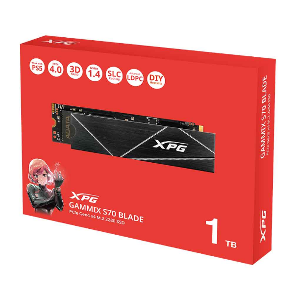 Imagem de SSD ADATA XPG GAMMIX S70 BLADE 1TB M.2 2280 NVME PCIE 4.0 - AGAMMIXS70B-1T-CS