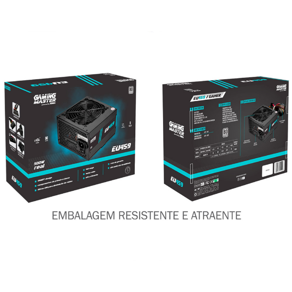 Imagem de FONTE DE ALIMENTACAO K-MEX GAMER EU459 500W 80 PLUS WHITE - EU459EUG001CB2X