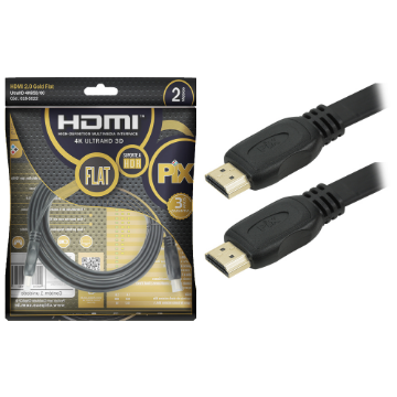 Imagem de CABO HDMI FLAT 2.0 19 PINOS 4K 2 METROS PIX - 018-5022