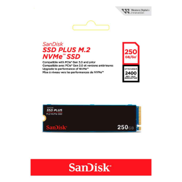 Imagem de SSD SANDISK PLUS 250GB M.2 2280 NVME PCIE 3.0 - SDSSDA3N-250G-G26