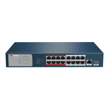 Imagem de SWITCH 10/100 18 PORTAS  16 POE ATIVO 802.3AF/AT 1 UPLINK 1 SFP DS-3E0318P-E/M HIKVISION