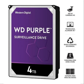 Imagem de HDD WD PURPLE 4 TB PARA SEGURANCA / VIGILANCIA / DVR - WD43PURZ