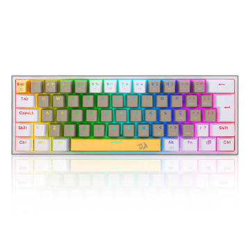 Imagem de TECLADO REDRAGON MECANICO GAMER FIZZ RGB AMARELO CINZA E BRANCO SWITCH MARROM K617RGB