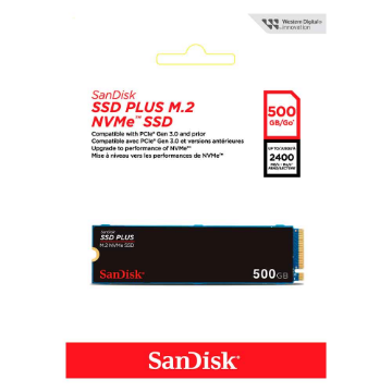 Imagem de SSD SANDISK PLUS 500GB M.2 2280 NVME PCIE 3.0 - SDSSDA3N-500G-G26