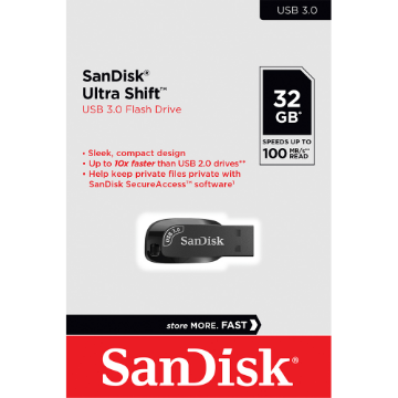 Imagem de PEN DRIVE SANDISK ULTRA SHIFT 32GB USB 3.0 - SDCZ410-032G-G46