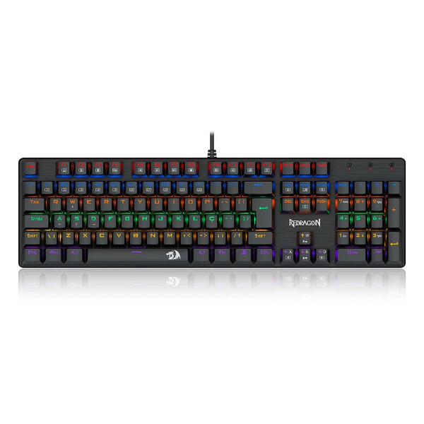 Imagem de TECLADO REDRAGON MECANICO VALHEIM RAINBOW PRETO SWITCH AZUL K608-R (PT-BLUE)