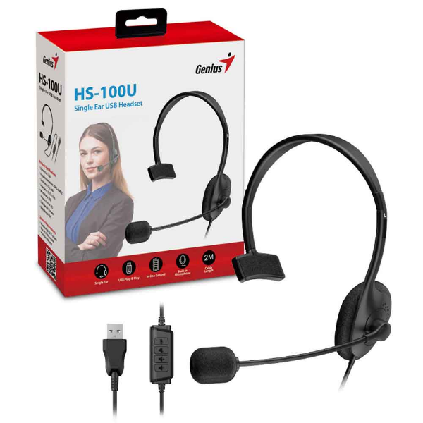 Imagem de FONE DE OUVIDO MONO COM MIC GENIUS HS-100U USB