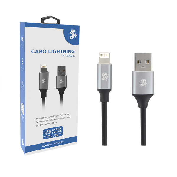 Imagem de CABO LIGHTNING PARA USB A - 2.0 - 1,2M 5+ - 018-0203