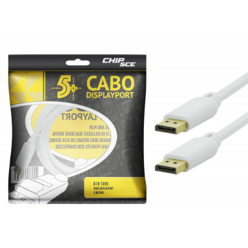 Imagem de CABO DISPLAYPORT MACHO 2MTS BRANCO 5+ - 018-7493