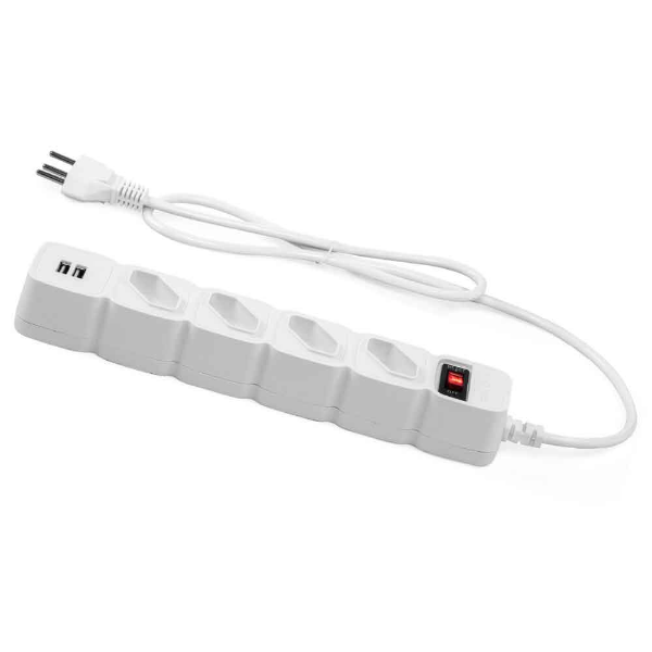 Imagem de FILTRO DE LINHA INTELBRAS 4T E 2 USB EPE 204 USB CABO 1M BRANCO 4824204