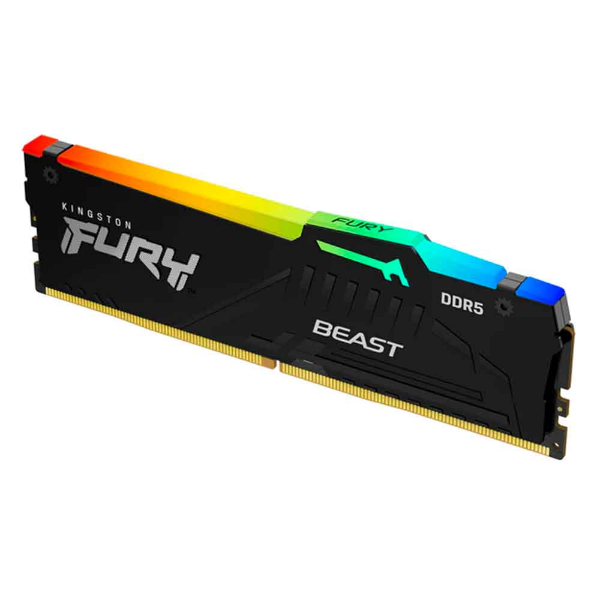 Imagem de MEMORIA KINGSTON FURY BEAST RGB 16GB DDR5 5600MT/s 1.25V BLACK DESKTOP - KF556C40BBA-16