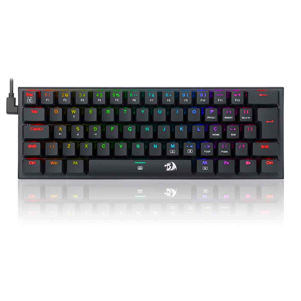 Imagem de TECLADO MECANICO GAMER REDRAGON ANIVIA PRETO RGB COM SWITCH MARROM ABNT-2  K614-RGB (PT-BROWN)