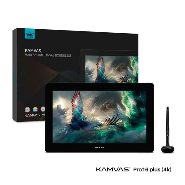 Imagem de MESA DIGITALIZADORA GT1562-G HUION KAMVAS PLUS - TAMANHO 16", TELA UHD 4K (COR CINZA ESCURO)