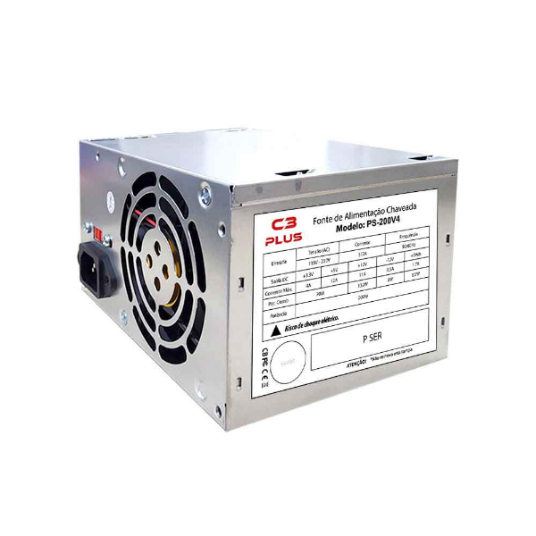 Imagem de FONTE DE ALIMENTACAO C3TECH 200W ATX PS-200V4 S/CABO