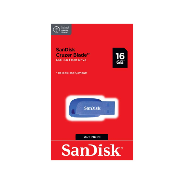 Imagem de PEN DRIVE SANDISK CRUZER BLADE SDCZ50C 016GB AZUL - SDCZ50C-016G-B35BE