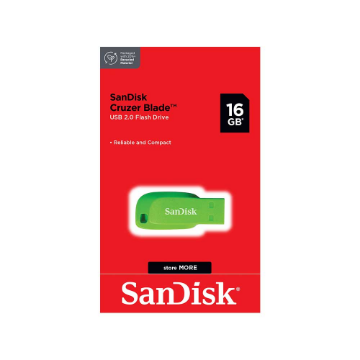 Imagem de PEN DRIVE SANDISK CRUZER BLADE SDCZ50C 016GB  VERDE - SDCZ50C-016G-B35GE