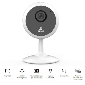 Imagem de CAMERA IP 2MP WIFI INTERNA 2.8MM DETECCAO DE MOVIMENTO IR12M MIC BID BRANCA C1C CS-C1C-E0-1E2WF EZVIZ