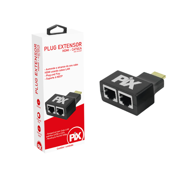 Imagem de PLUG ADAPTADOR HDMI CAT5E/CAT6 - 20M PIX - 075-0897