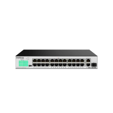 Imagem de SWITCH INTELBRAS 24 PORTAS FAST ETHERNET POE + 2 PORTAS GIGABIT + 1 SFP S1026F-P - 4760059