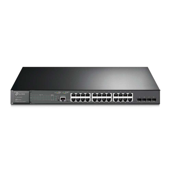 Imagem de SWITCH GERENCIAVEL L2+ TP-LINK COM 24 PORTAS GIGABIT POE+ E 4 SLOTS SFP JETSTREAM