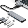 Imagem de HUB USB C3TECH 3.0 2 PORTAS USB-A E 2 USB-C COM CONECTOR ALTERNAVEL HU-C600GY CINZA