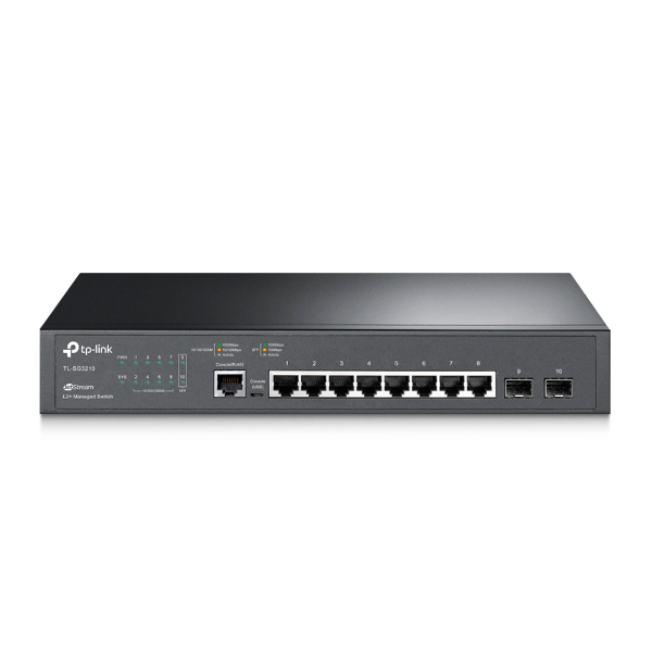 Imagem de SWITCH GERENCIAVEL TP-LINK L2+ GIGABIT COM 08 PORTAS TL-SG3210 E 2 SLOTS SFP JETSTREAM