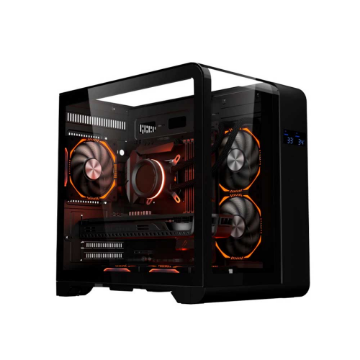 Imagem de GABINETE GAMER K-MEX AQUARIO CG-48KI CYBERPUNK PRETO COM TOPO DE VIDRO E DISPLAY DIGITAL