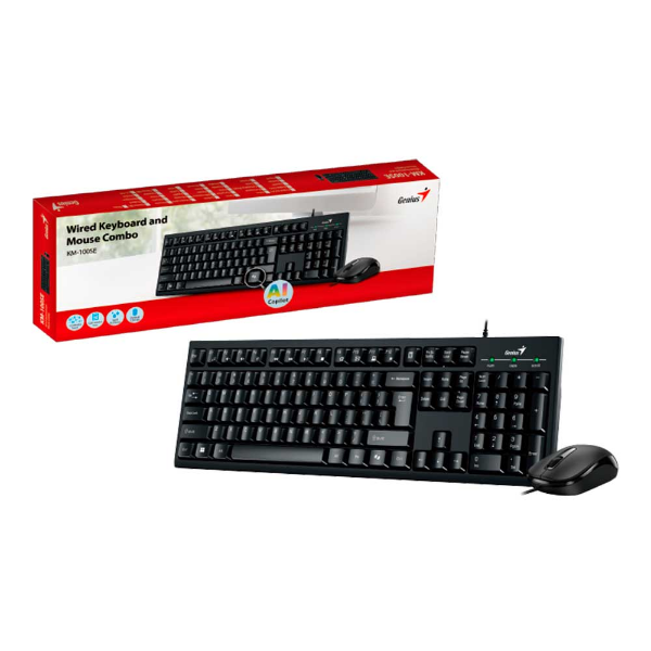 Imagem de KIT MOUSE E TECLADO GENIUS MULTIMIDIA KM-100SE COM FIO USB