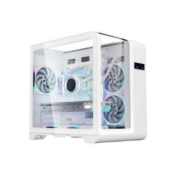 Imagem de GABINETE GAMER K-MEX AQUARIO CG-W8KI CYBERPUNK WHITE COM TOPO DE VIDRO E DISPLAY DIGITAL