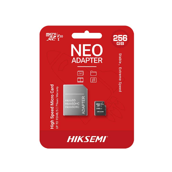 Imagem de CARTAO DE MEMORIA SD HIKSEMI CLASS 10UHS-I 256GB MICRO+ADAPTADOR - HS-TF-C1/256G/ADAPTER