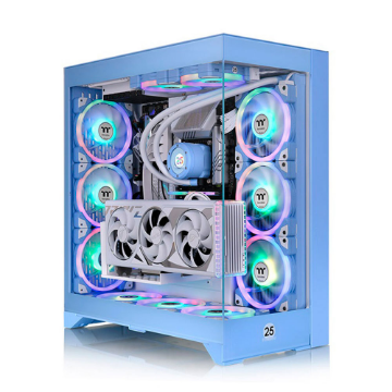 Imagem de GABINETE GAMER THERMALTAKE  VIEW 380 TG ARGB HYDRANGEA BLUE 4 FANS 120MM - CA-1Z2-00MFWN-00