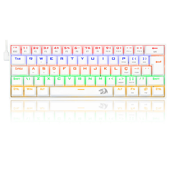 Imagem de TECLADO GAMER REDRAGON LAKSHMI RAINBOW BRANCO SWITCH AZUL - K606W-R