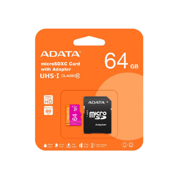 Imagem de CARTAO DE MEMORIA SD ADATA CLASS 10UHS-I 64GB (MICRO + ADAPTADOR) AUSDX64GUICL10-RA1