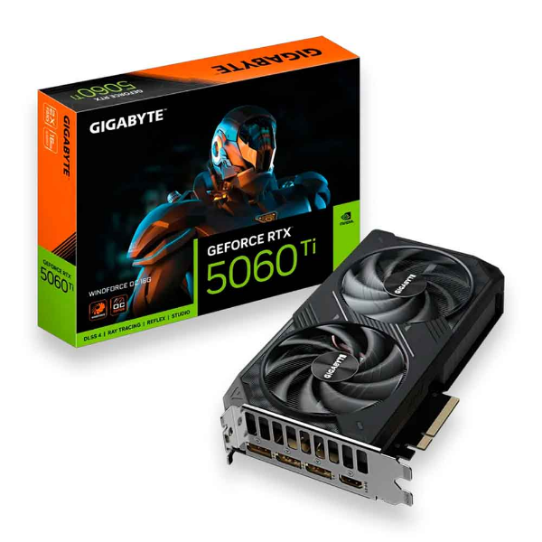 Imagem de PLACA DE VIDEO GIGABYTE GEFORCE RTX 5060 TI WINDFORCE OC SFF 16GB GDDR7 128BITS GV-N506TWF2OC-16GD