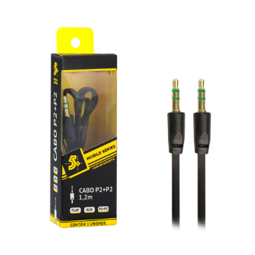 Mostrar detalhes de CABO P2 ESTEREO FLAT 1.20M PRETO 5+ - 018-0022 Imagem de CABO P2 ESTEREO FLAT 1.20M PRETO 5+ - 018-0022