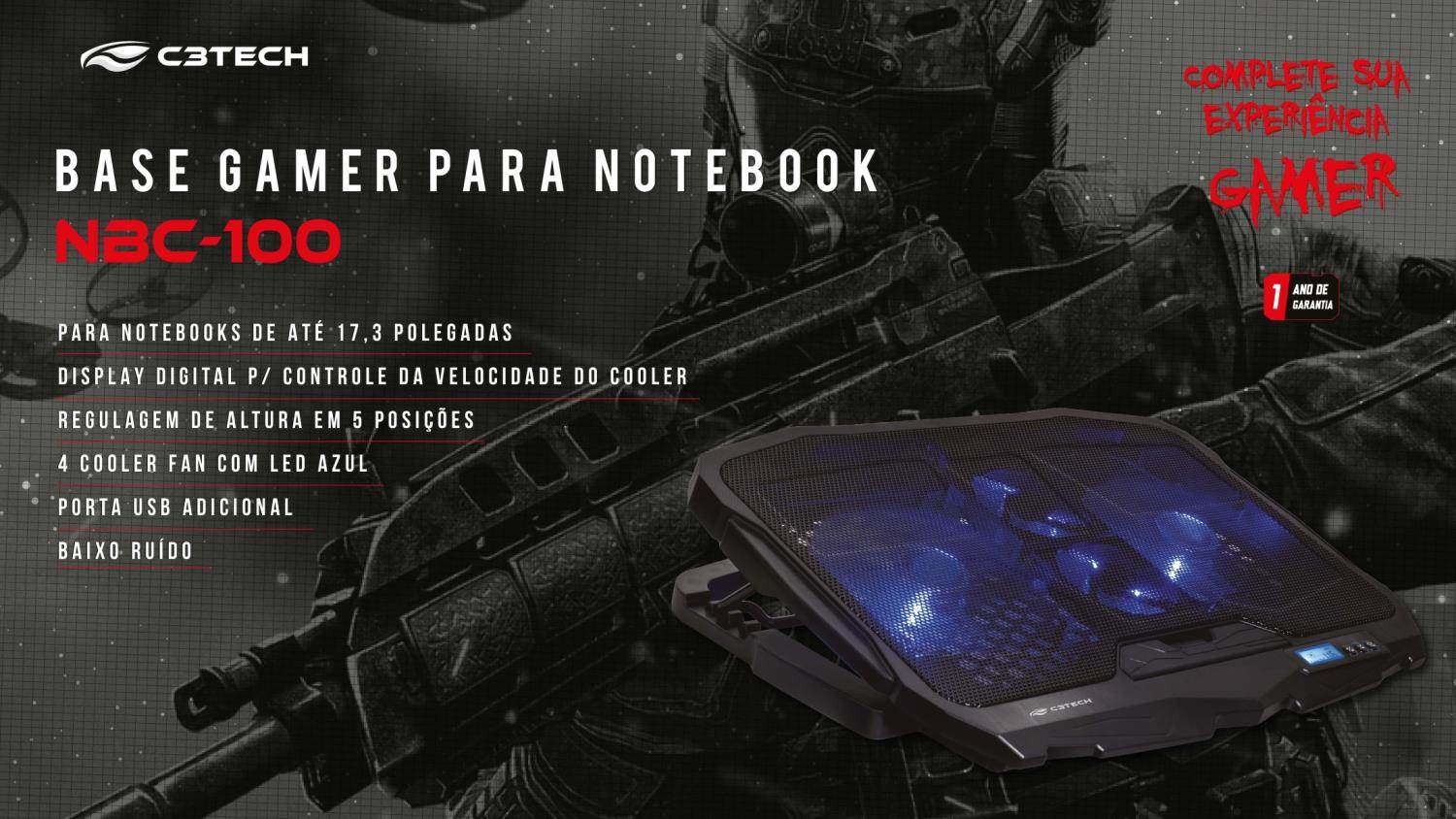 Imagem de BASE P/ NOTEBOOK C3TECH 17,3" NBC-100BK Imagem de BASE P/ NOTEBOOK C3TECH 17,3" NBC-100BK
