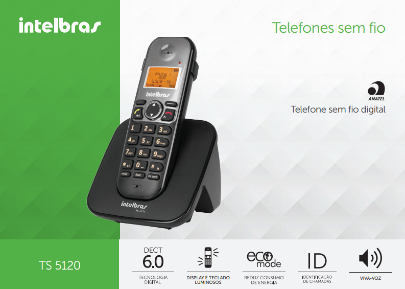 Imagem de TELEFONE INTELBRAS ID TS 5120 4125120 SEM FIO DIGITAL PRETO Imagem de TELEFONE INTELBRAS ID TS 5120 4125120 SEM FIO DIGITAL PRETO