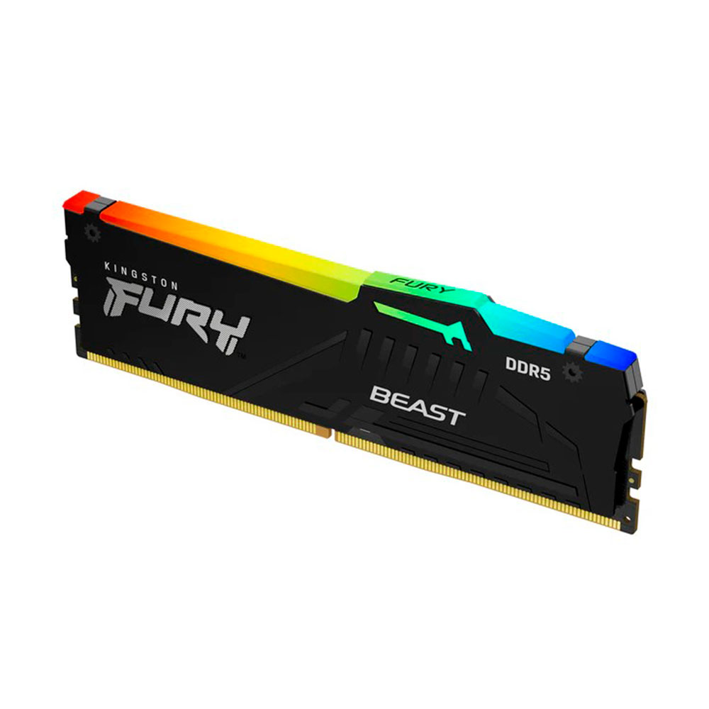 Imagem de MEMORIA KINGSTON FURY BEAST RGB 16GB DDR5 5200MHZ 1.25V BLACK DESKTOP - KF552C40BBA-16