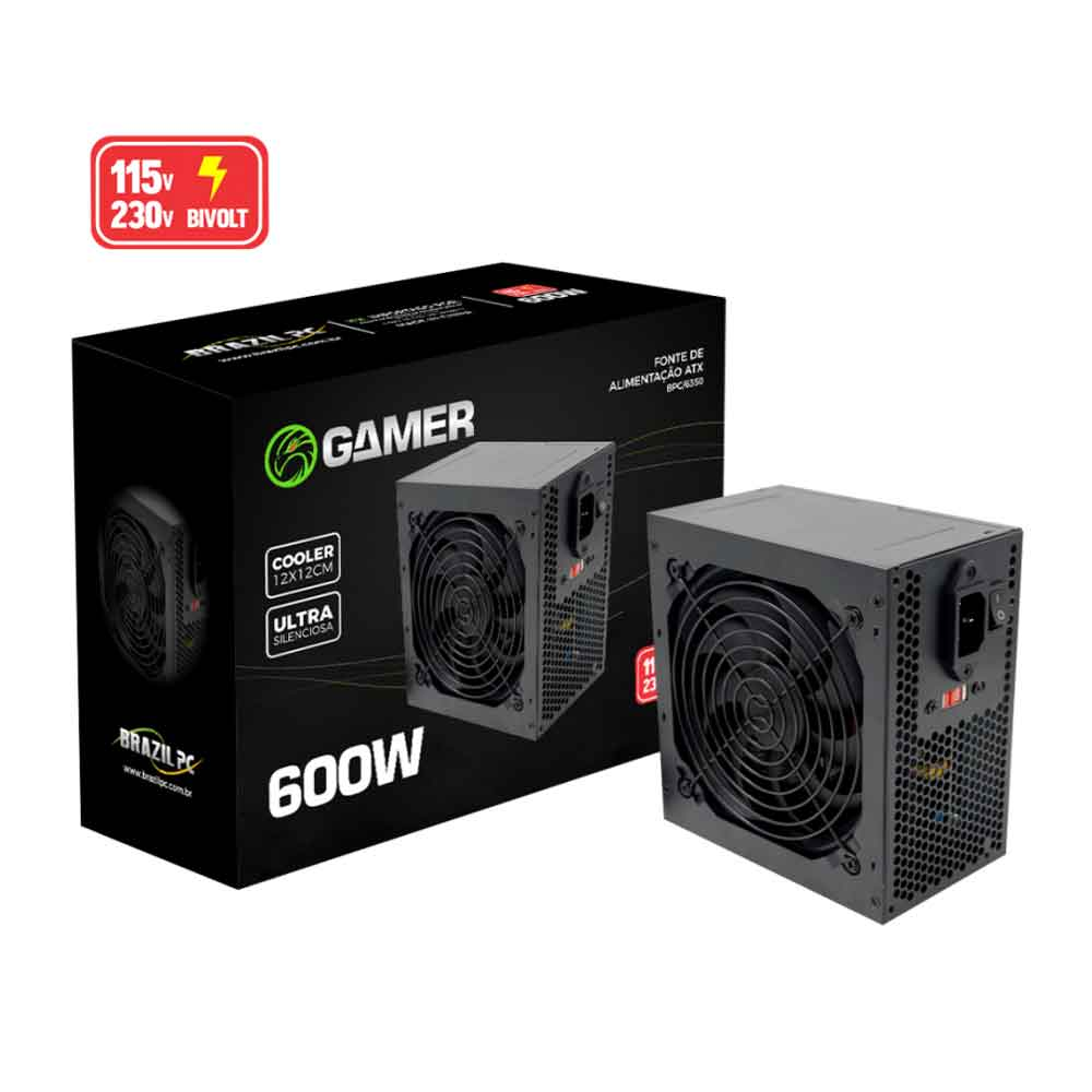 Imagem de FONTE DE ALIMENTACAO ATX 600W REAL BRAZIL BPC/6350-SMT 24 PINOS BOX