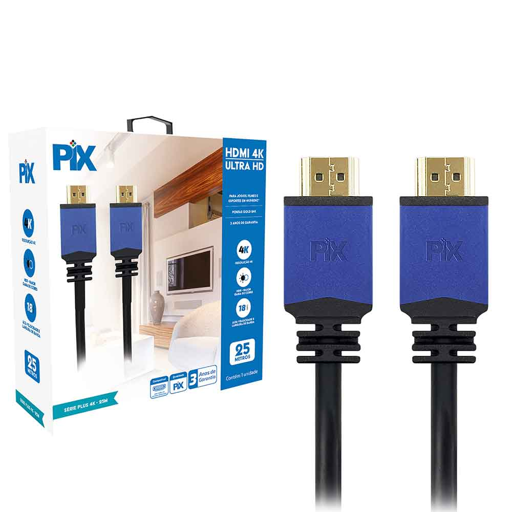 Imagem de CABO HDMI 2.0 - 4K HDR 19P 25M COM REPETIDOR PIX - 018-2520
